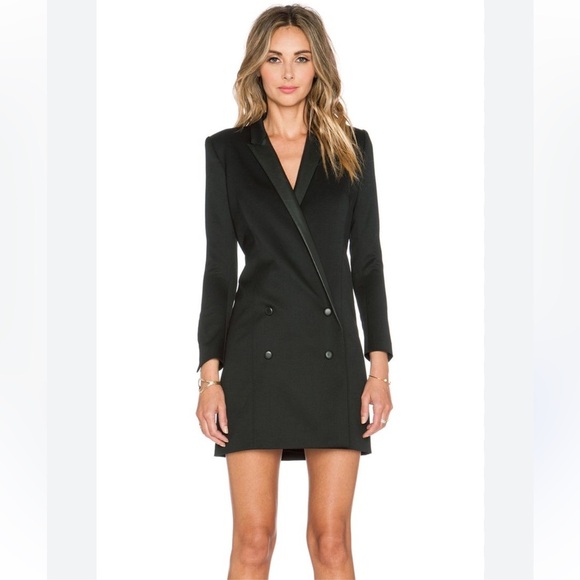 The Kooples Leather Trimmed Tuxedo Dress - Picture 4 of 12